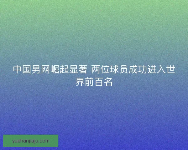 中国男网崛起显著 两位球员成功进入世界前百名
